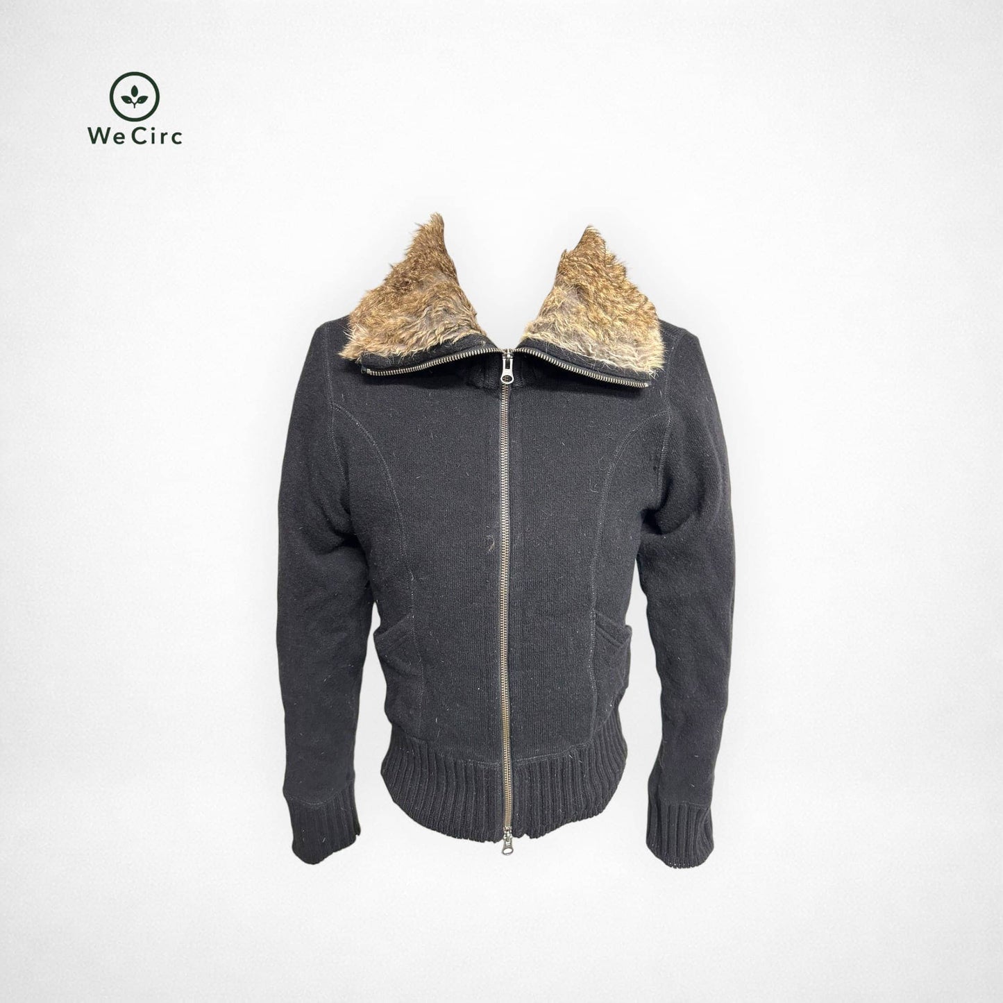 Woolrich Strickjacke mit Fell Schwarz S - Hauptansicht