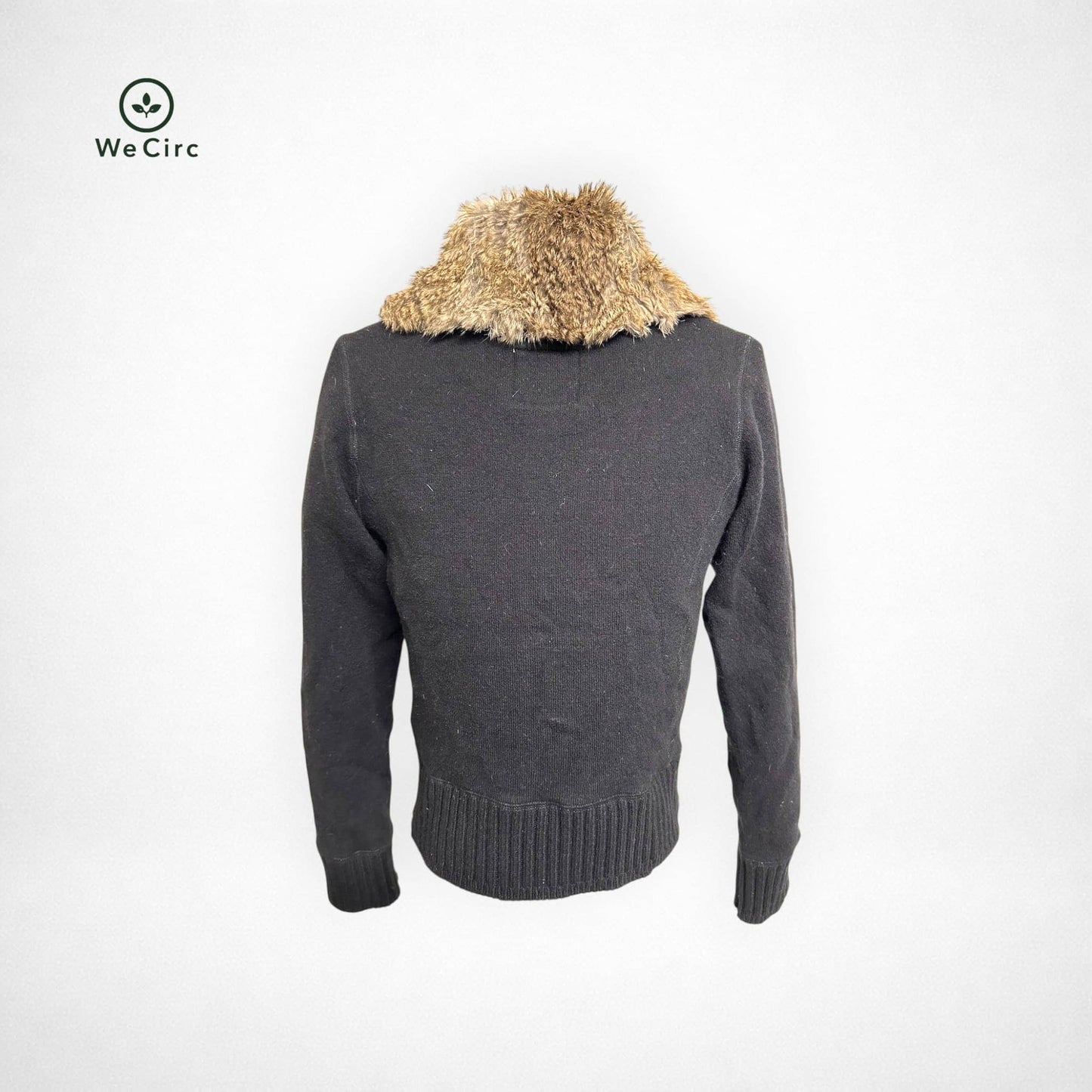 Strickjacke mit Fell Schwarz S - Detailbild