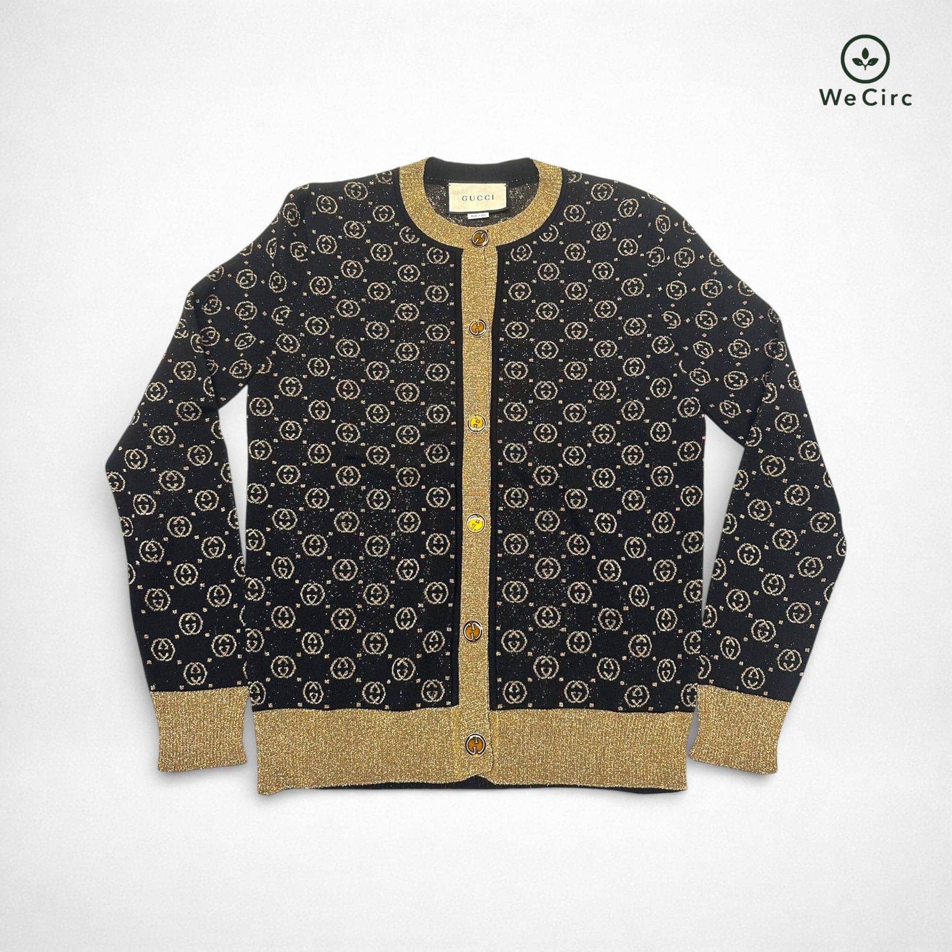 Gucci GG Metallic Woll-Jacquard Cardigan Schwarz M - Hauptansicht