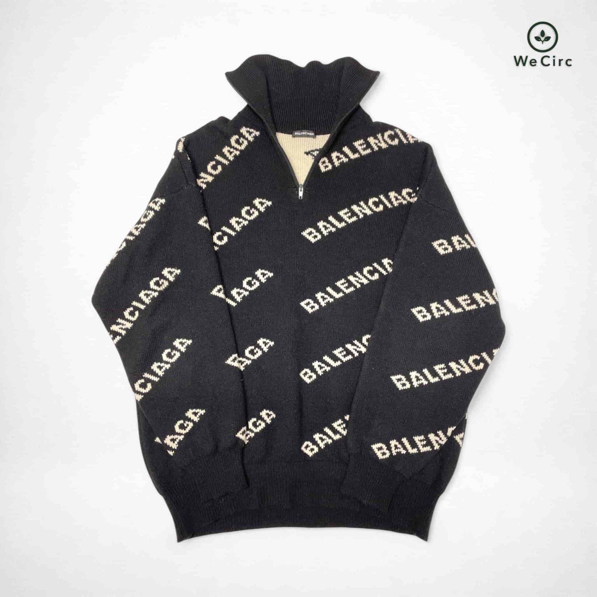 Allover Logo Half-Zip Sweater Schwarz L - Detailansicht
