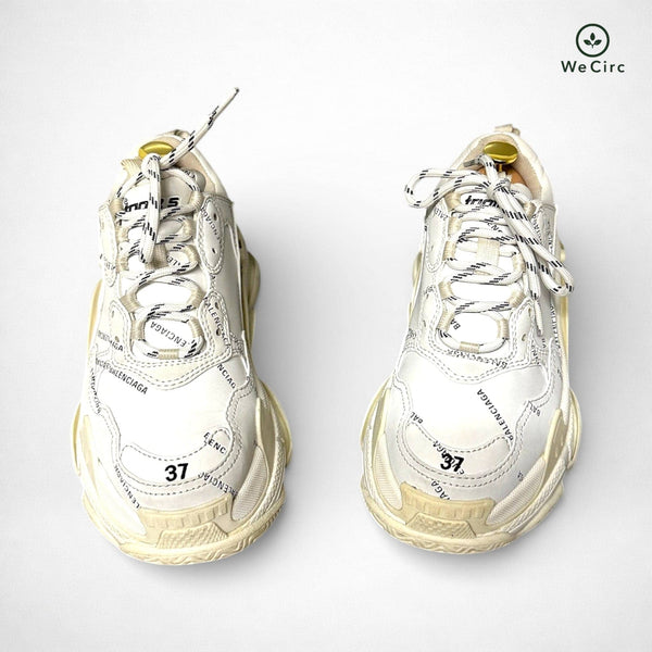 Triple S Logo Print Sneaker White 37
