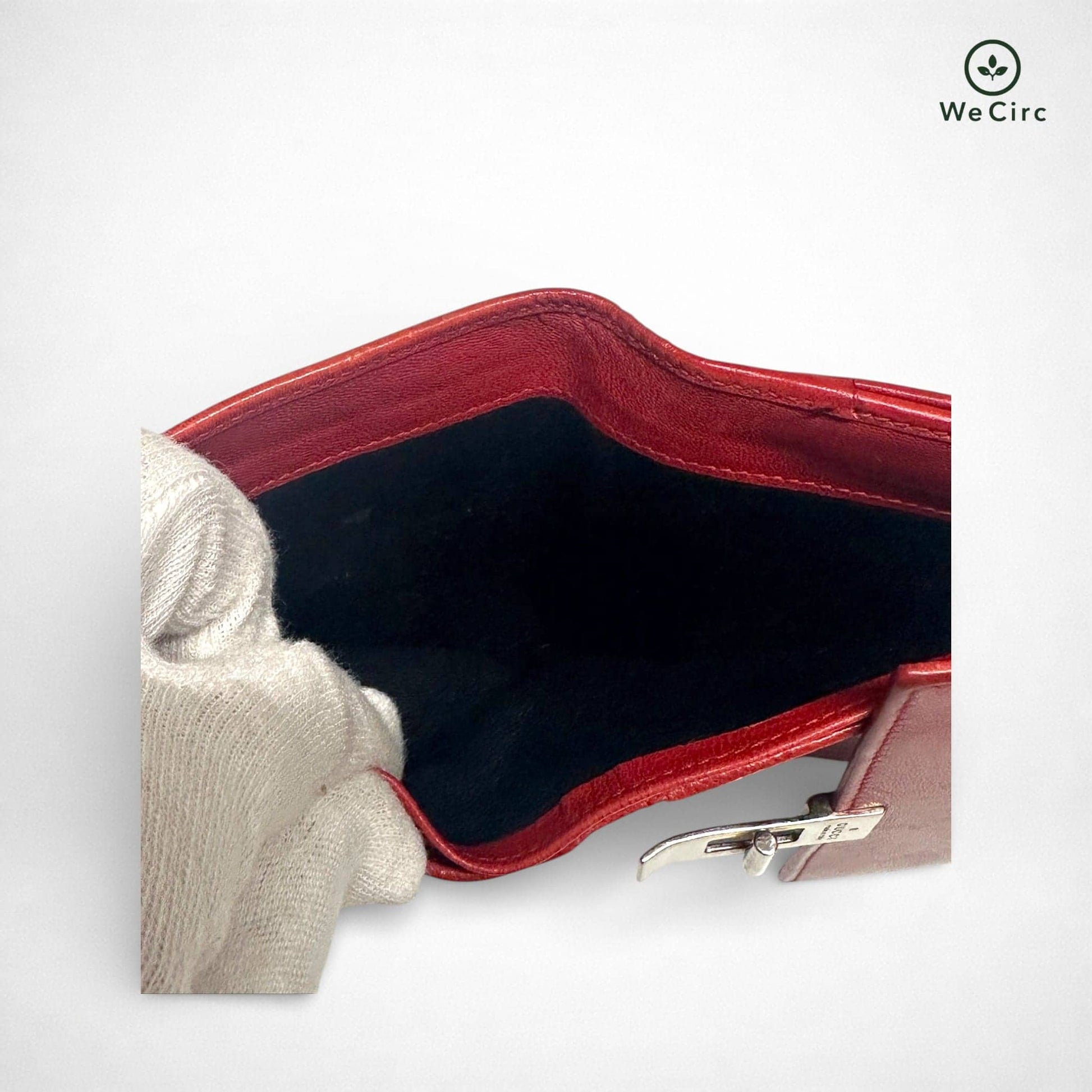 Leder Vintage Portemonnaie Rot - Detailbild