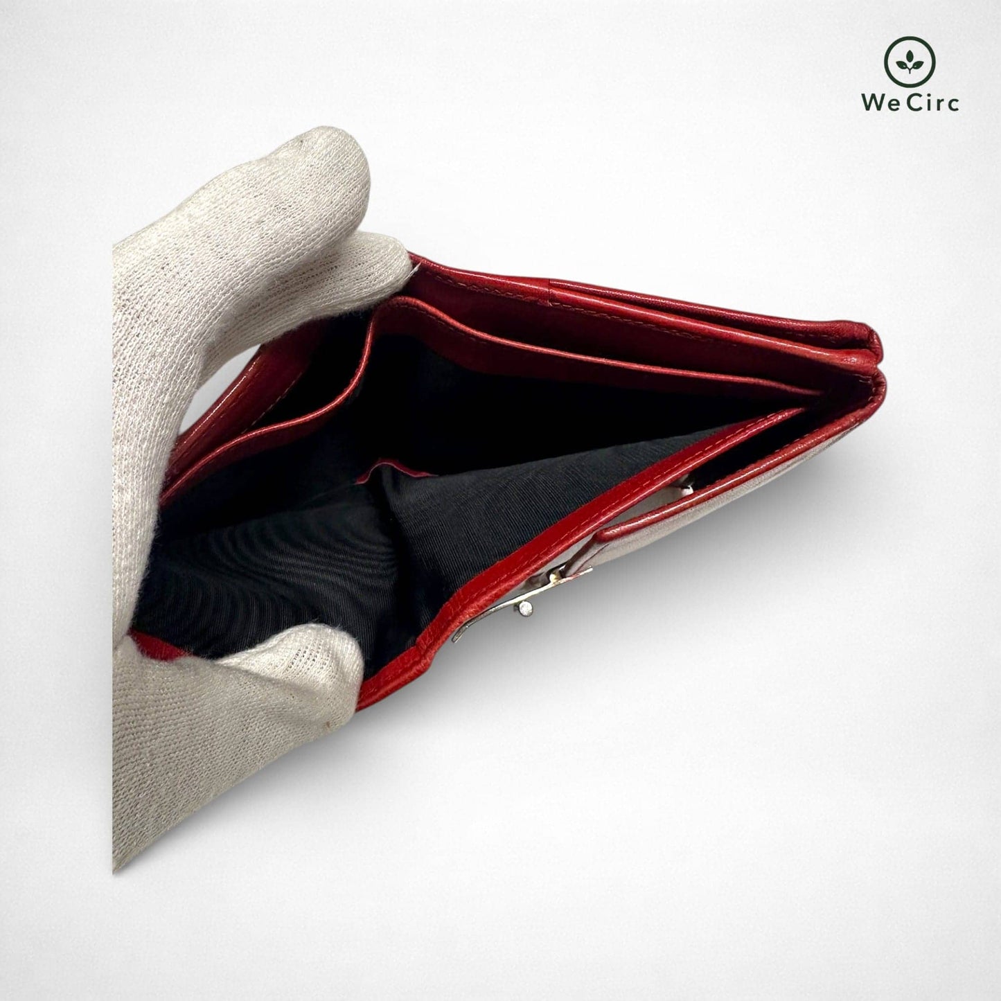 Leder Vintage Portemonnaie Rot - Detailbild